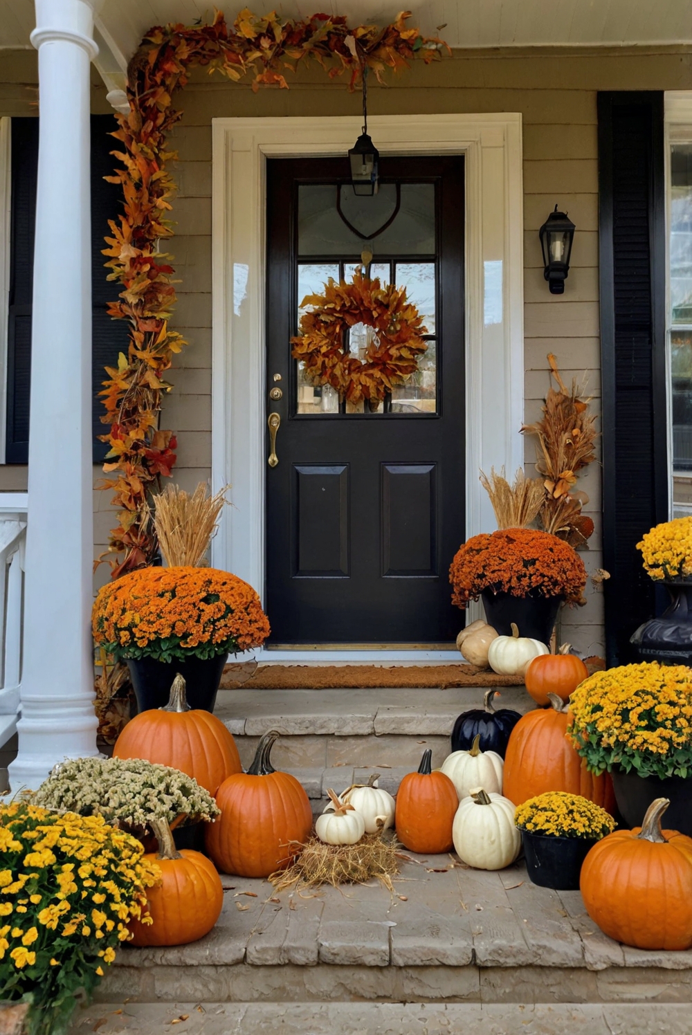 Fall porch decor, Outdoor fall decorations, Autumn front porch, Fall outdoor decorating, Porch makeover