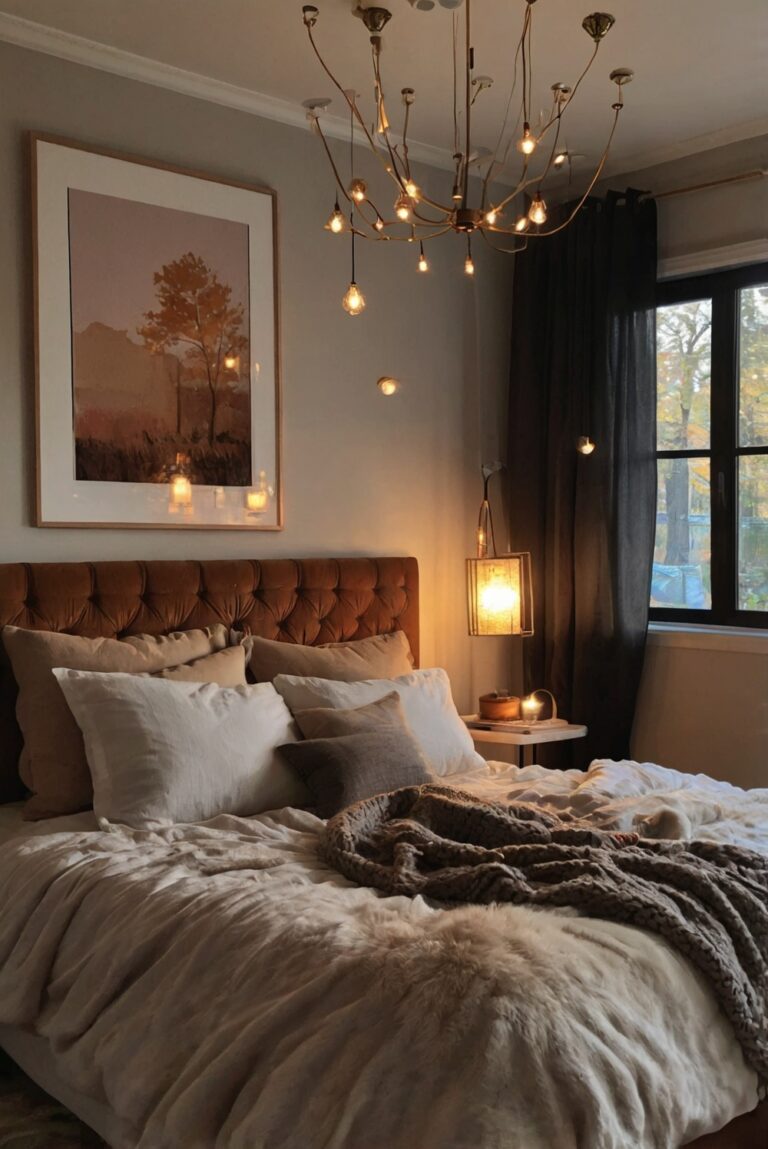 Fall bedroom decor, Bedroom design ideas, Cozy bedroom essentials, Fall bedding sets, Luxury bedroom decor