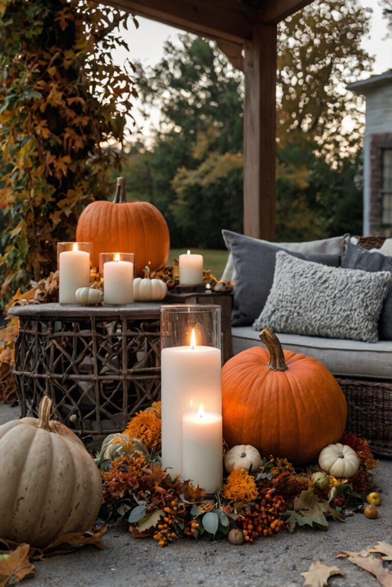 Fall porch decor, Autumn front porch, Outdoor fall decorations, Porch decorating ideas, Fall porch plants