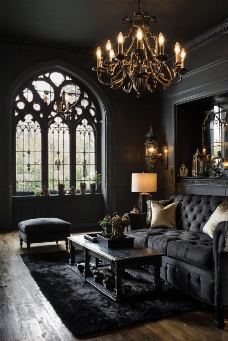 Gothic living room décor ideas, Black velvet couches, Dark grandeur interior design, Victorian gothic furniture, Dramatic living room inspiration