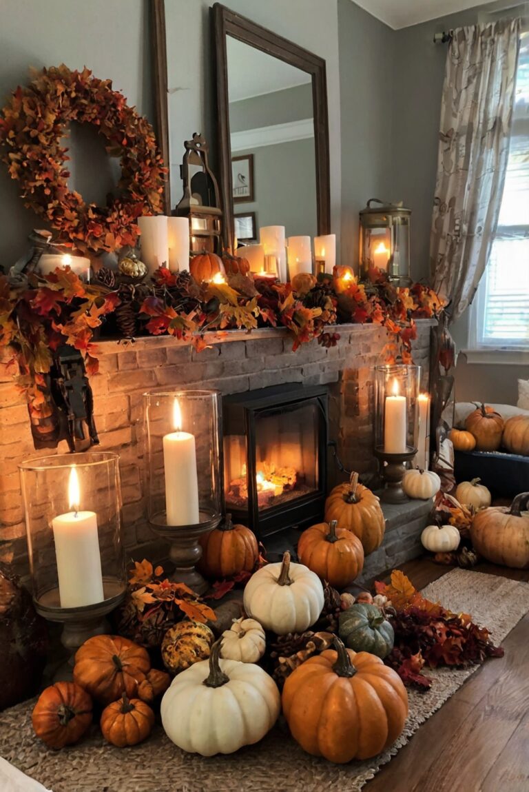 Upgrade Home Decor, Fall Mantle Ideas, Home Upgrade Tips, Stunning Home Decor, Elegant Mantle Designs