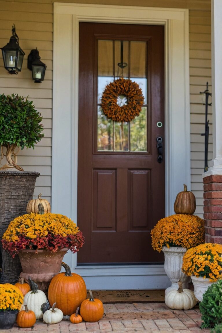 outdoor fall decor, fall porch decorations, autumn home decor, cozy fall porch, rustic fall decorations