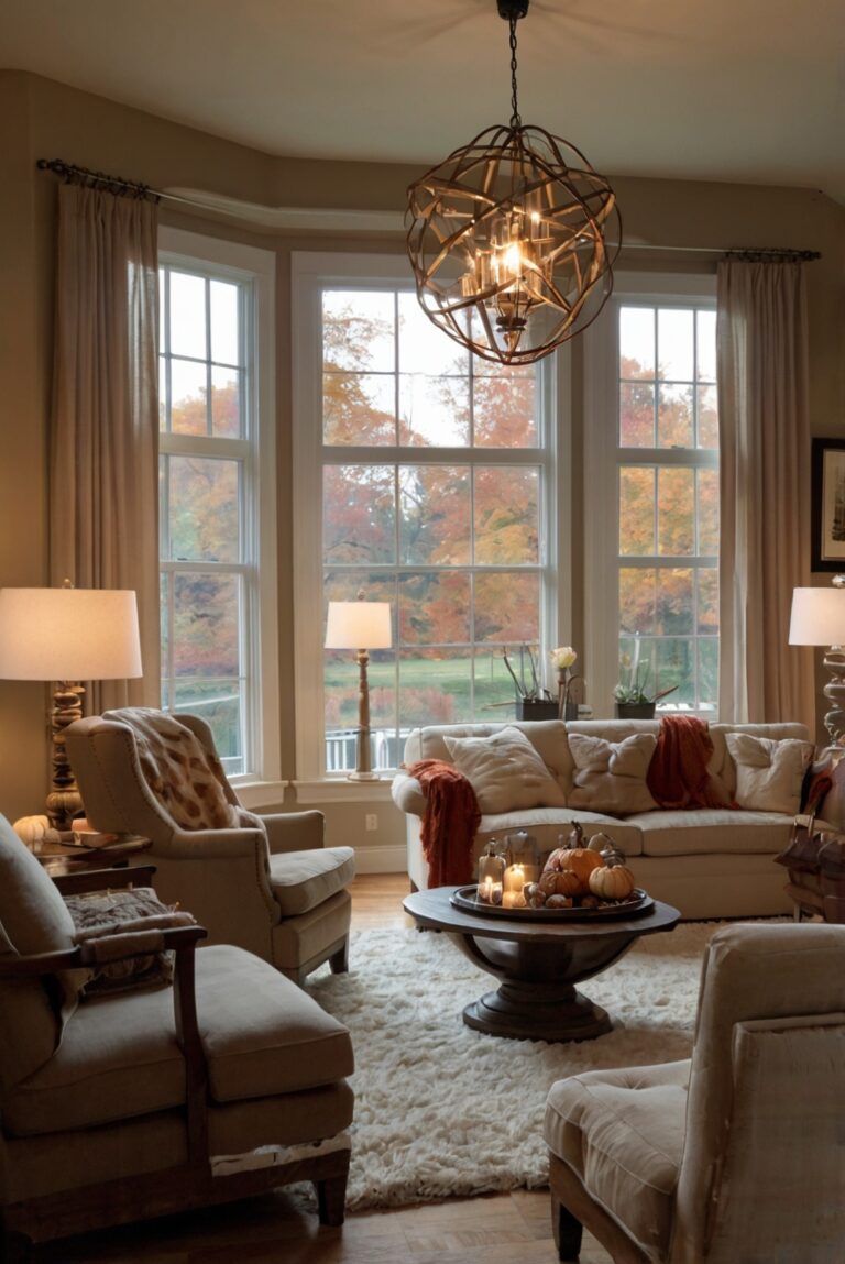 fall decor ideas, autumn home decorations, seasonal living room decor, cozy fall accents, trendy autumn interior design